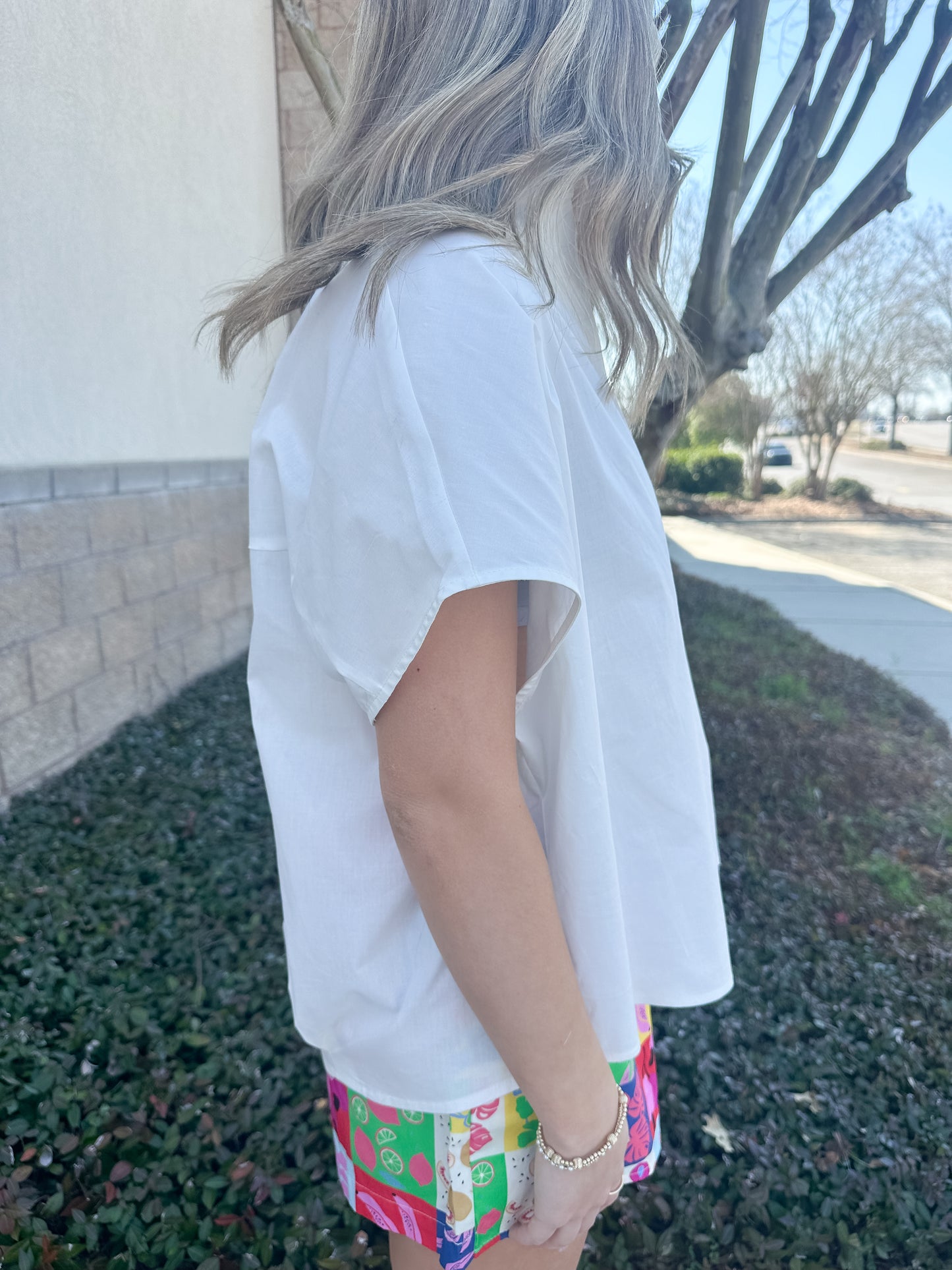 Helen Signature Collar Top - White