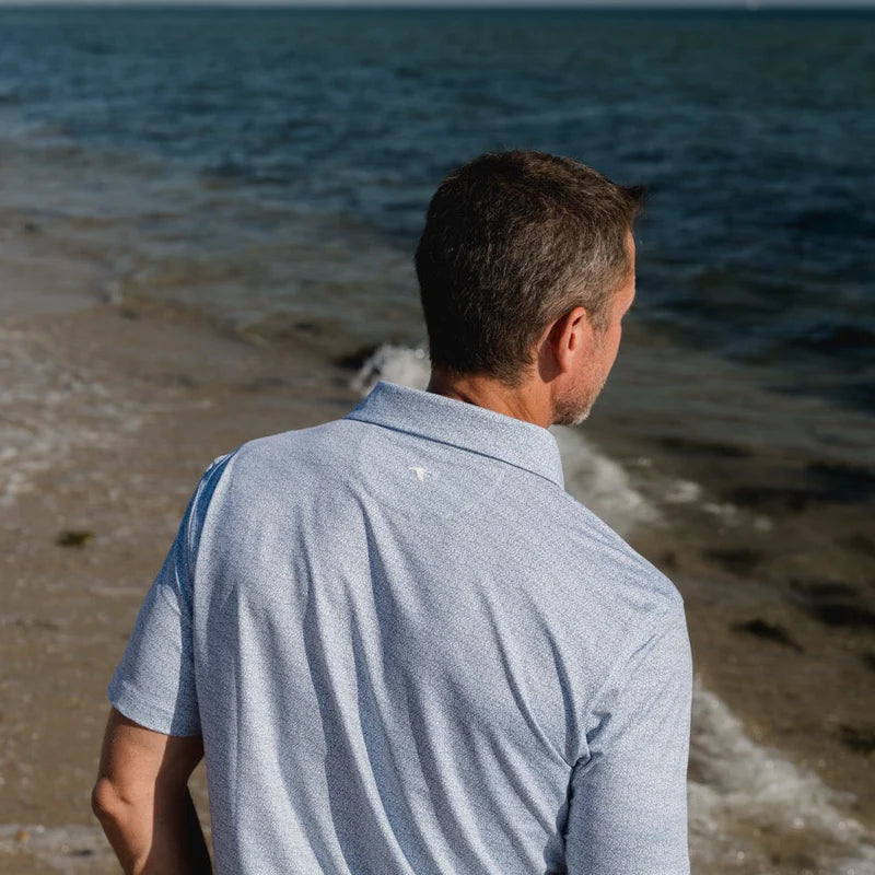 Genteal S26 Great White Printed Performance Polo - Ice Blue