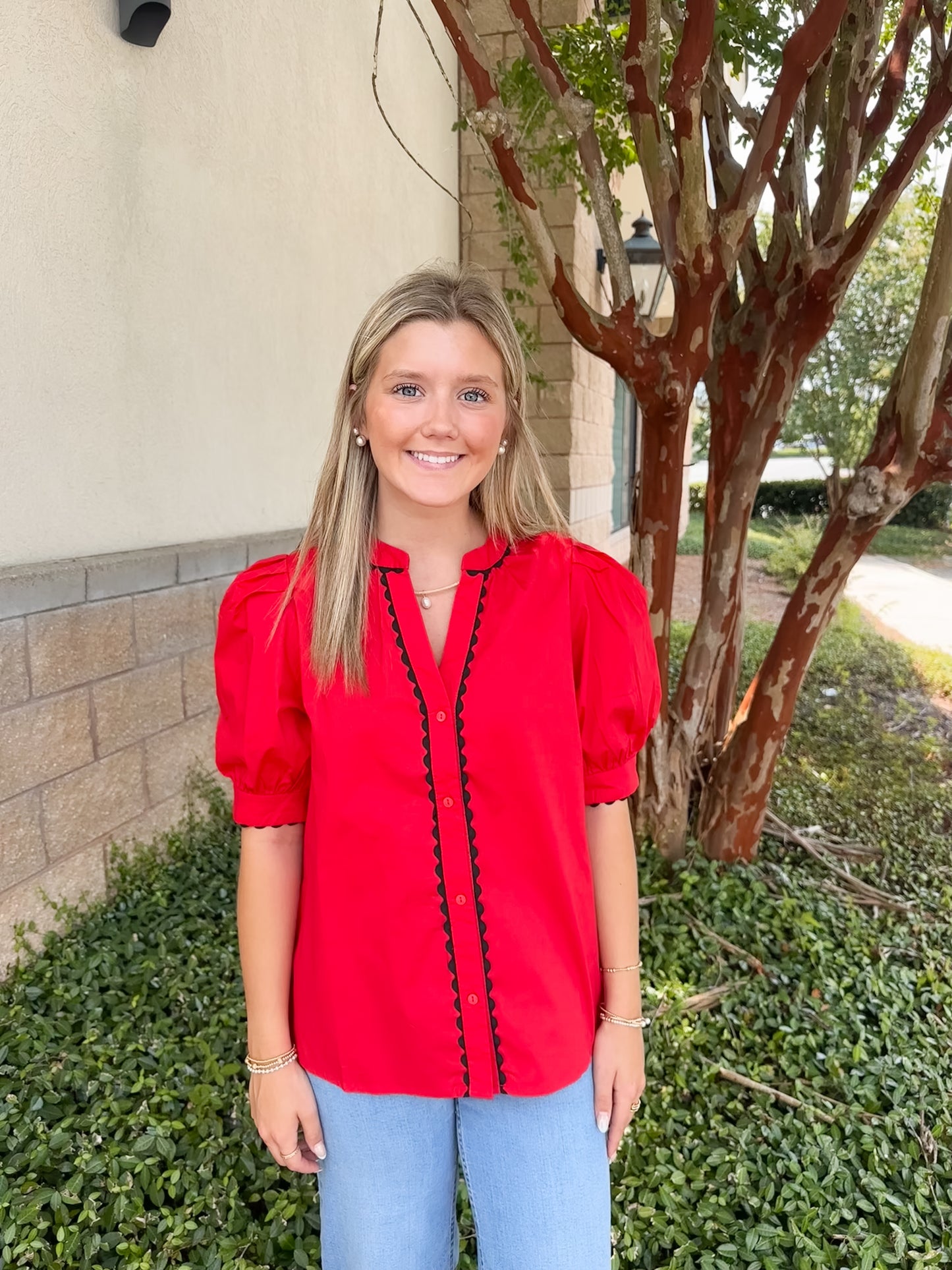 Elaine Top - Red & Black