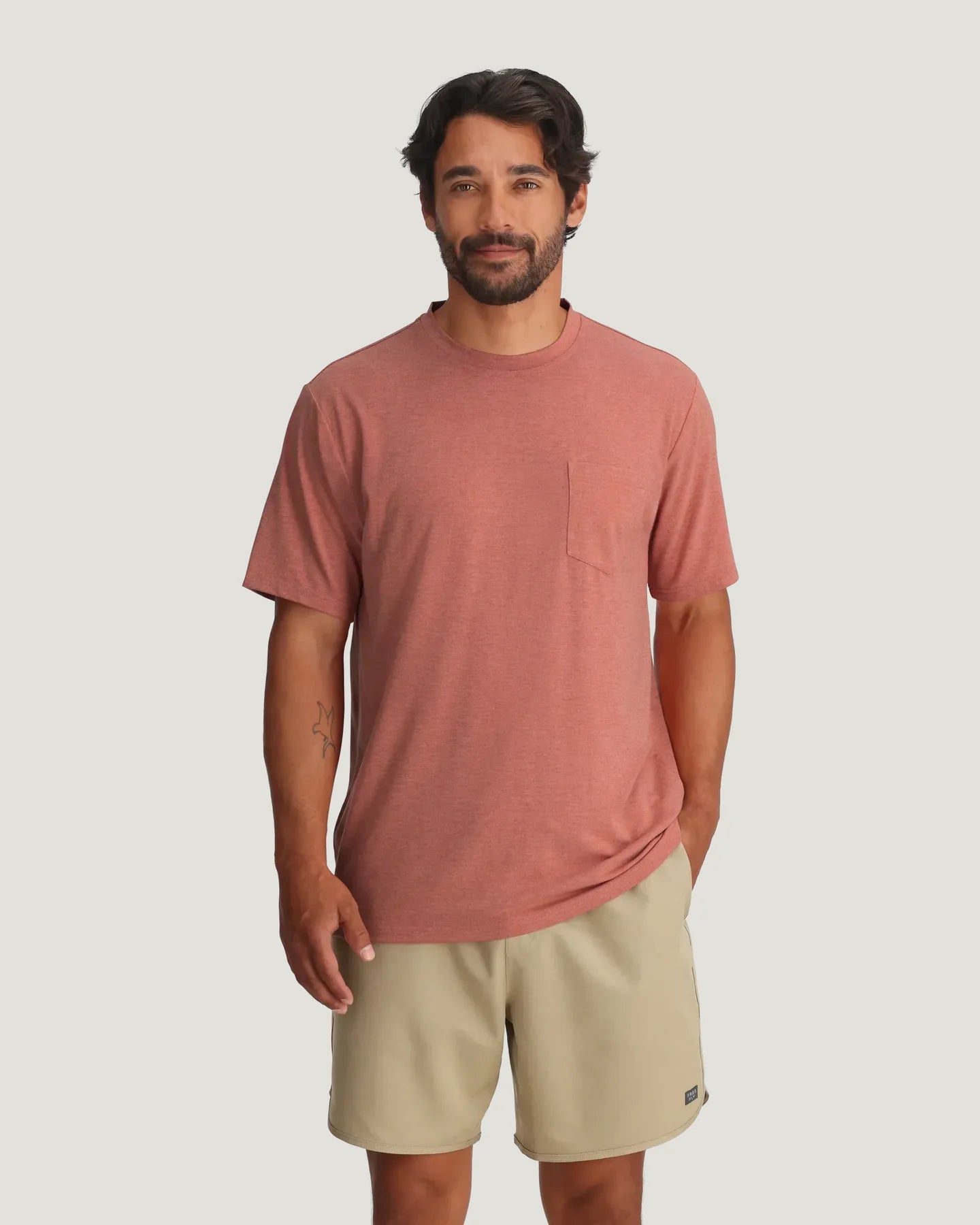 Free Fly Men’s Bamboo Flex Pocket Tee - Heather Red Clay