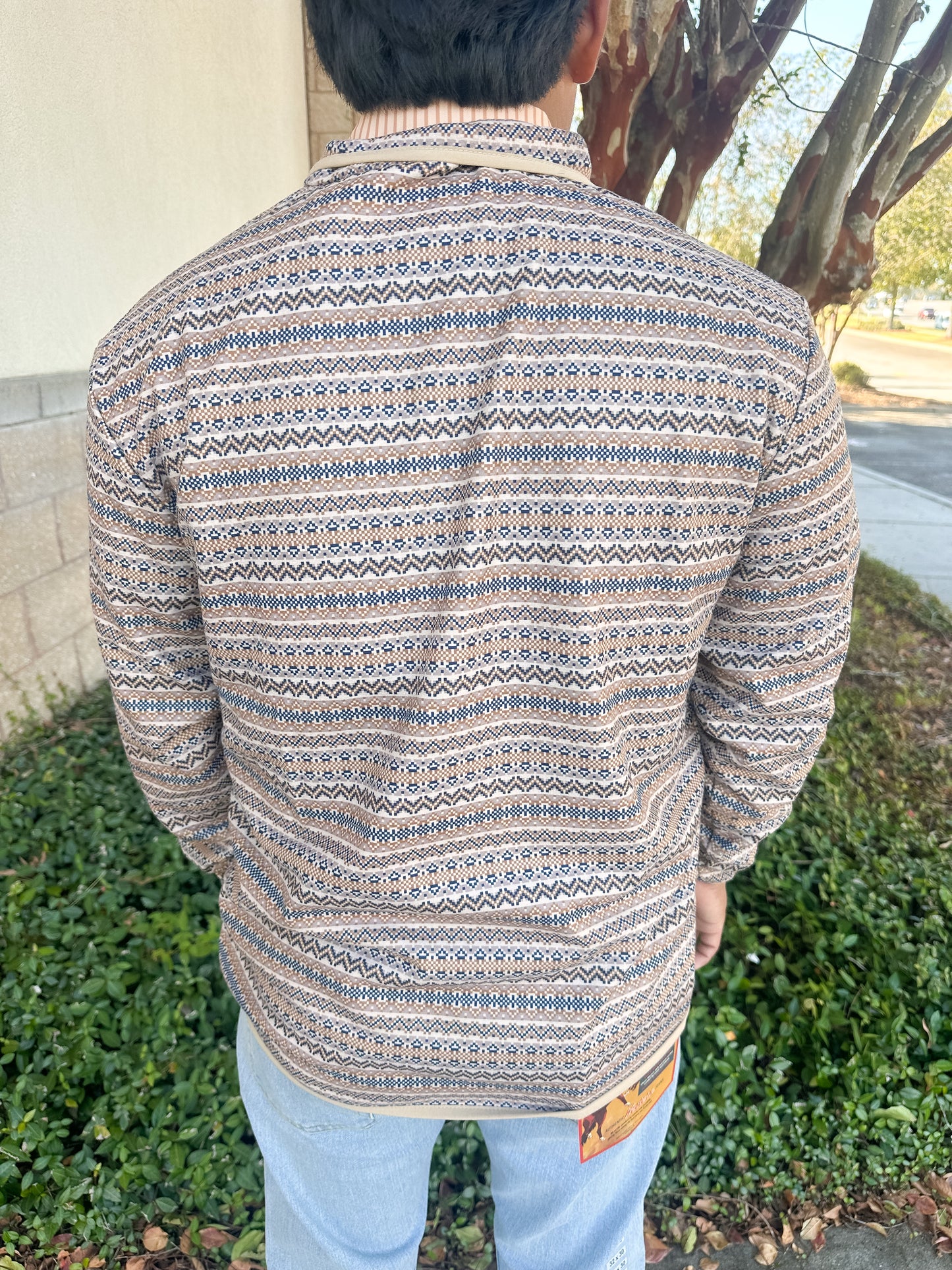 S. Casanova Thomas Fleece Quarter Snap - Oat Fair Isle