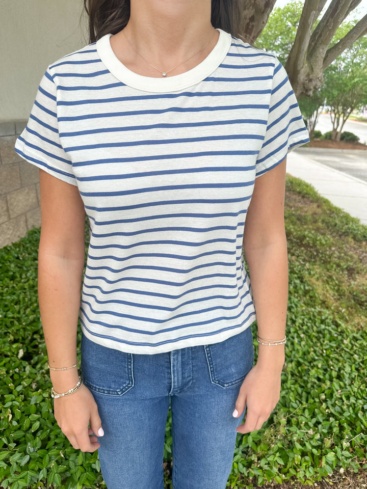 Junie Striped Tee - True Navy