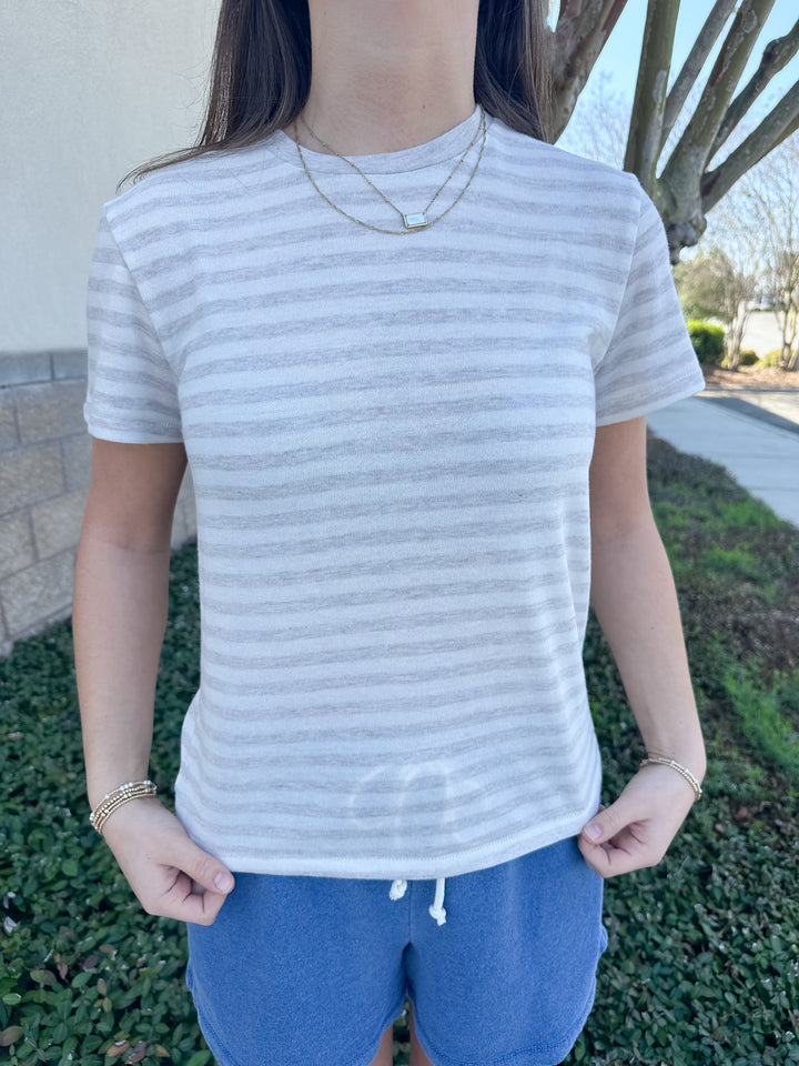 Tourist Striped Tee - Natural Heather