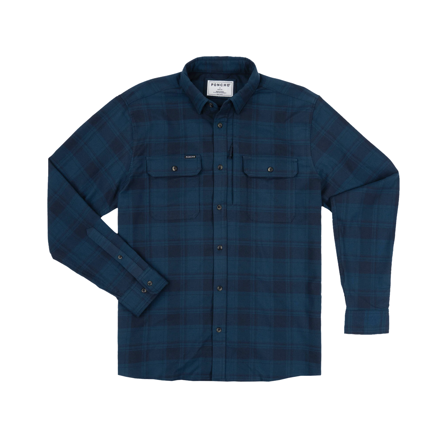 Poncho Men’s “The Blue Goose” Regular Performance Flannel - Dark Blue Plaid