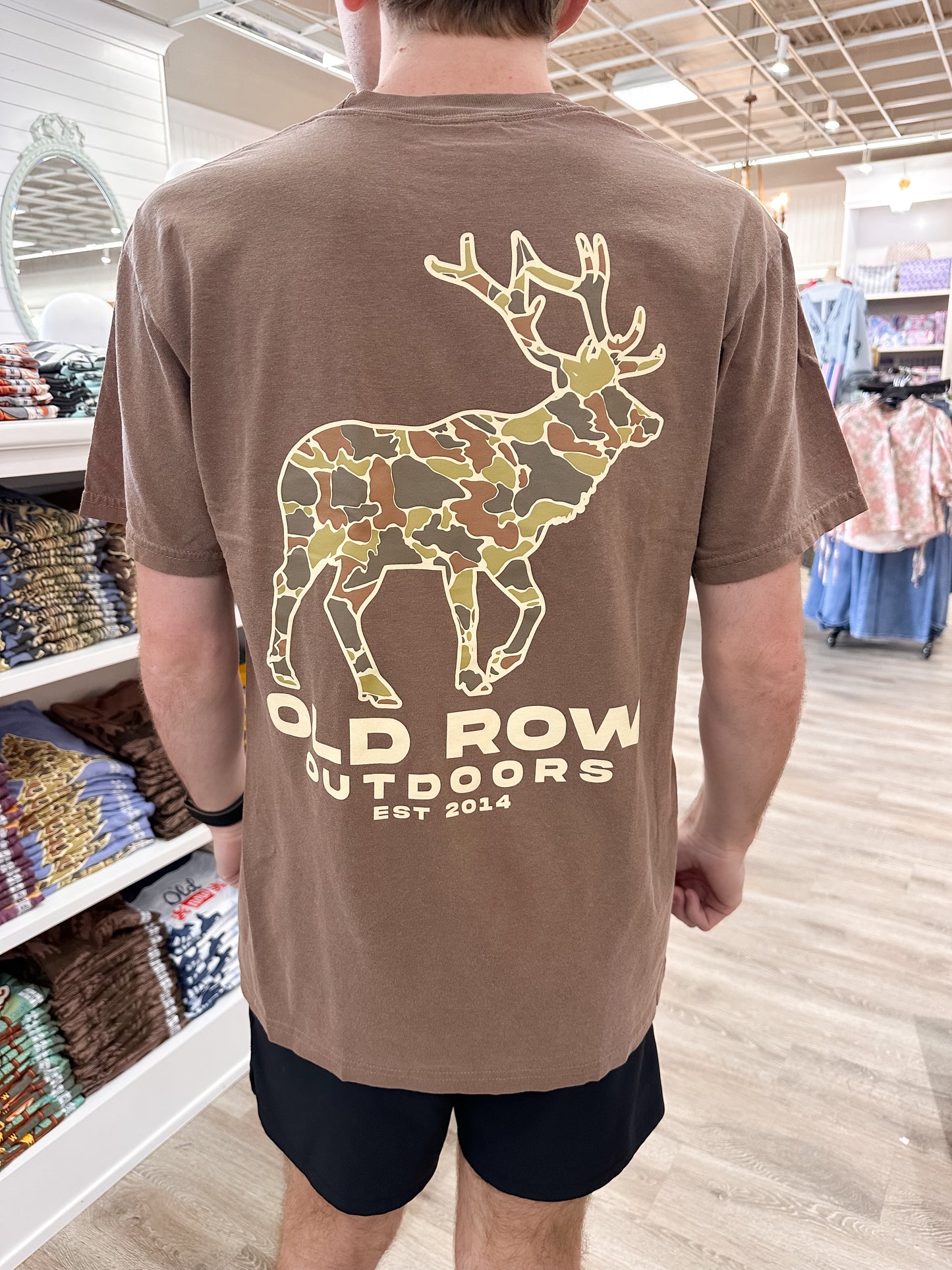 Old Row Camo Moose S/S Pocket T-Shirt - Espresso
