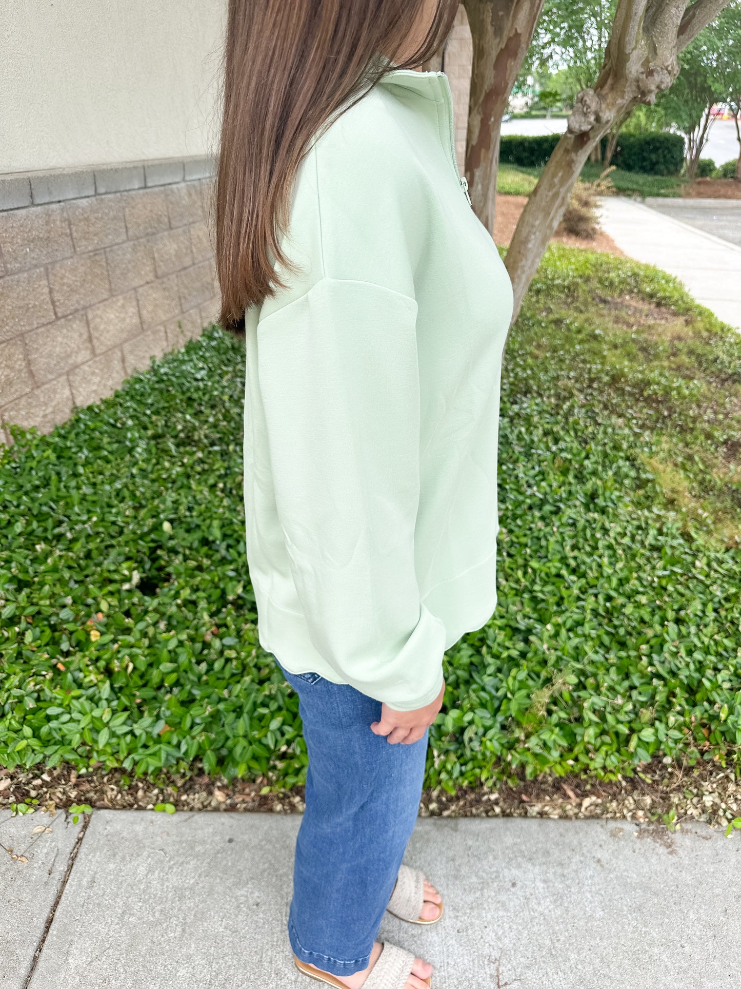 Rae Scalloped Pullover - Sage