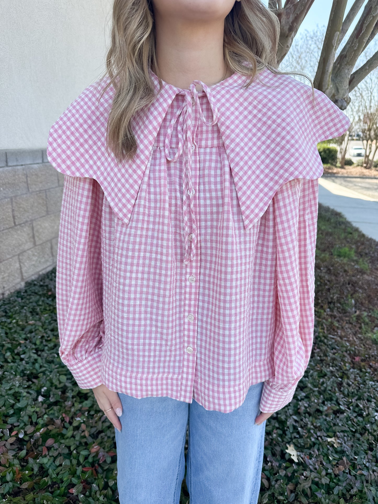 Madelyn Gingham Top - Pink