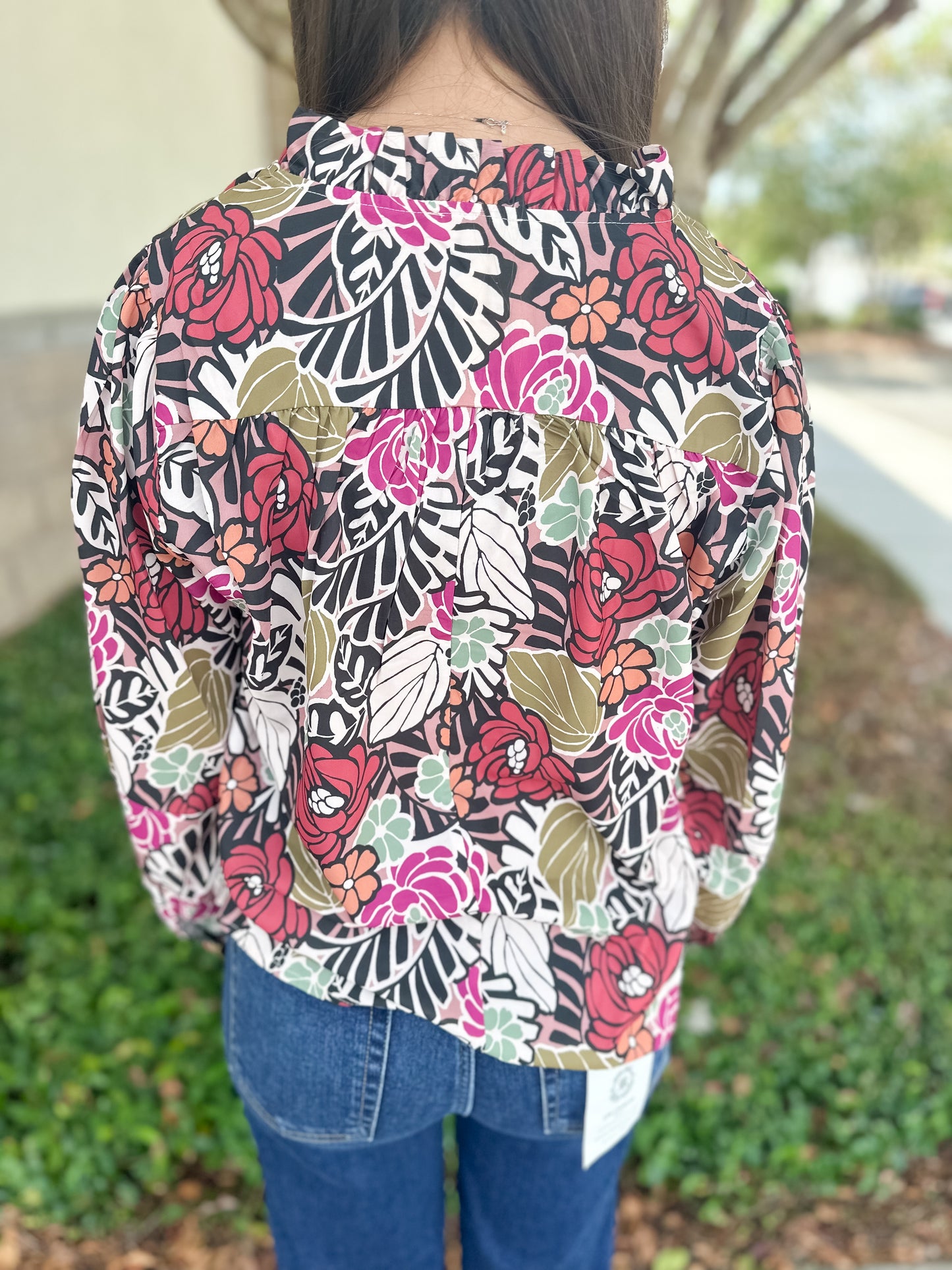Fall Floral V-Neck Top