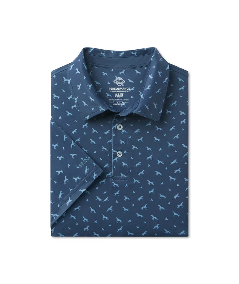 SSCO Men’s Uplands Unleashed Printed Polos - Midnight Navy