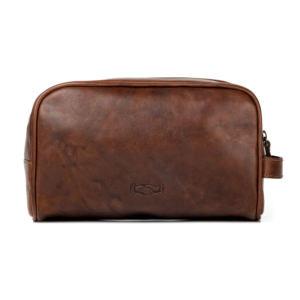 Mission Mercantile Benjamin Leather Toiletry Wash Bag - Hickory