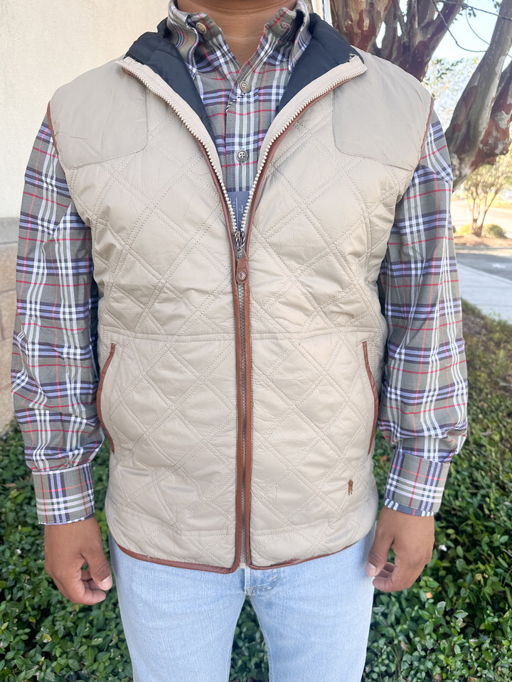 S. Casanova Classic Quilted Vest - Wheat