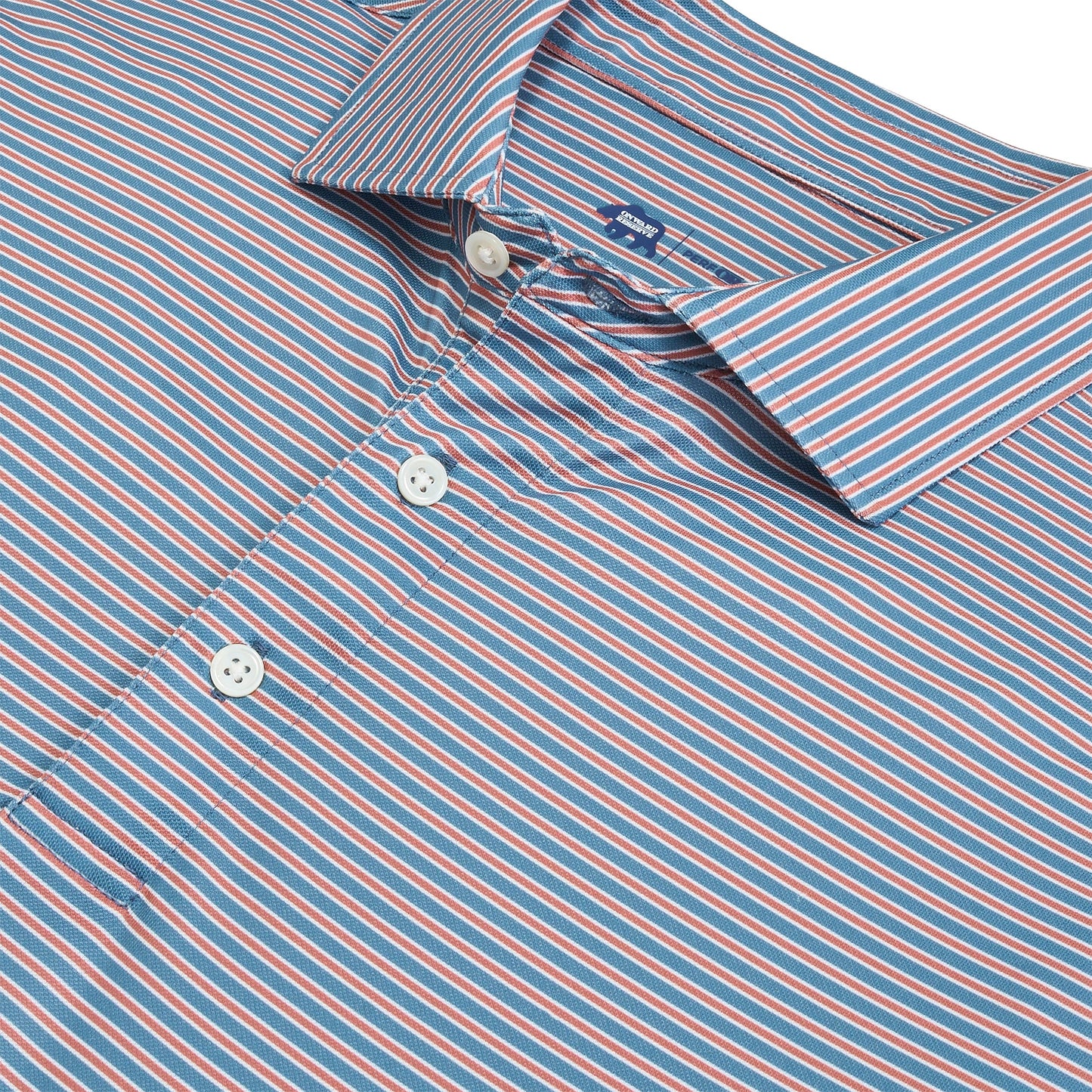 Onward Reserve Trophy Stripe Performance Pique Polo - Captains Blue