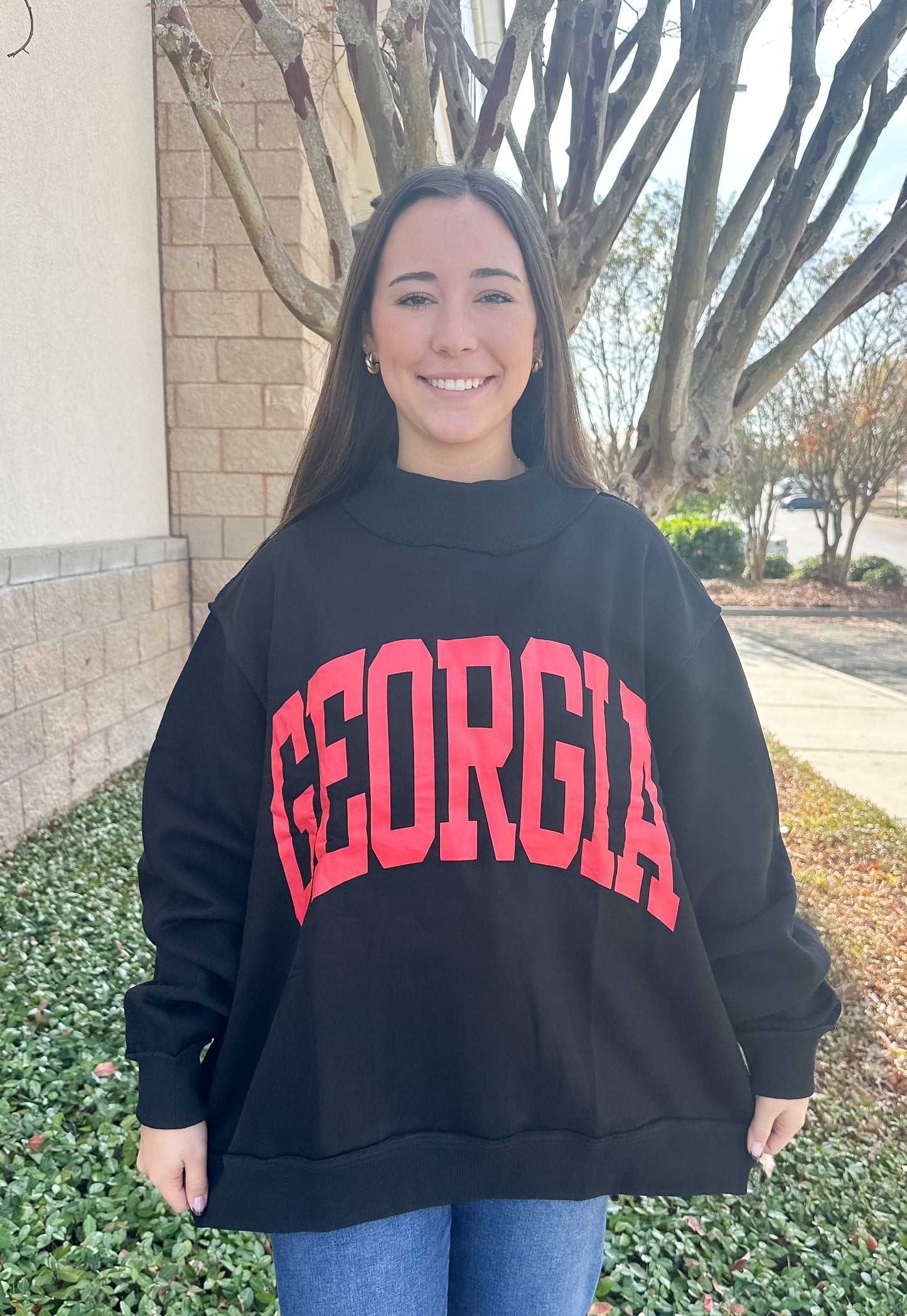 Georgia Reversible Mockneck Sweatshirt - Black