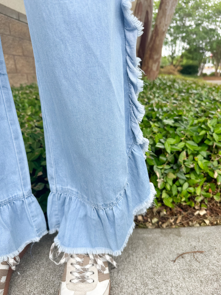 Jayden Ruffle Pant - Denim
