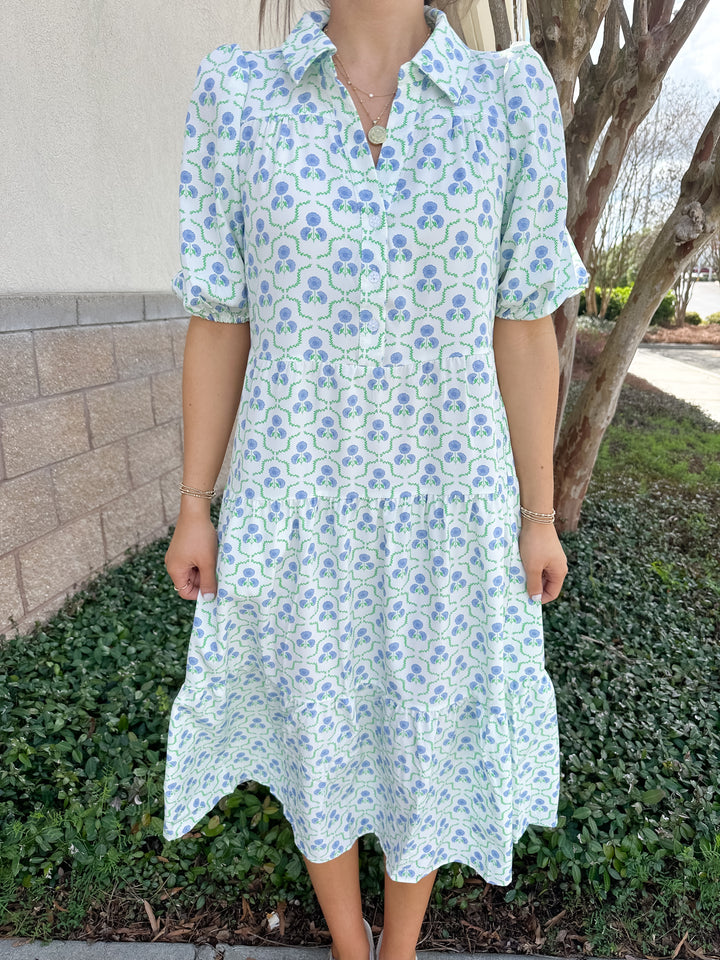 Eloise Dress - Sweetbriar Lattice Blue