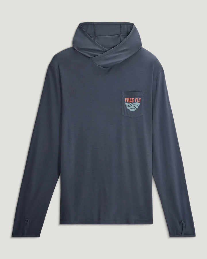 Free Fly Men’s Bamboo Lightweight Graphic Hoodie - Blue Edge Storm Cloud