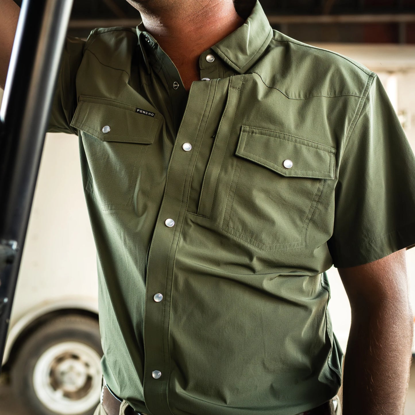Poncho Men’s “The Grazer” S/S Regular Tuff Thread Shirt - Moss Green