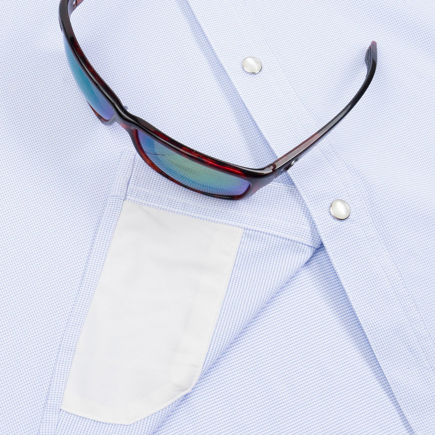 Poncho Men’s “The Padre” S/S Regular Shirt - Blue Micro-check