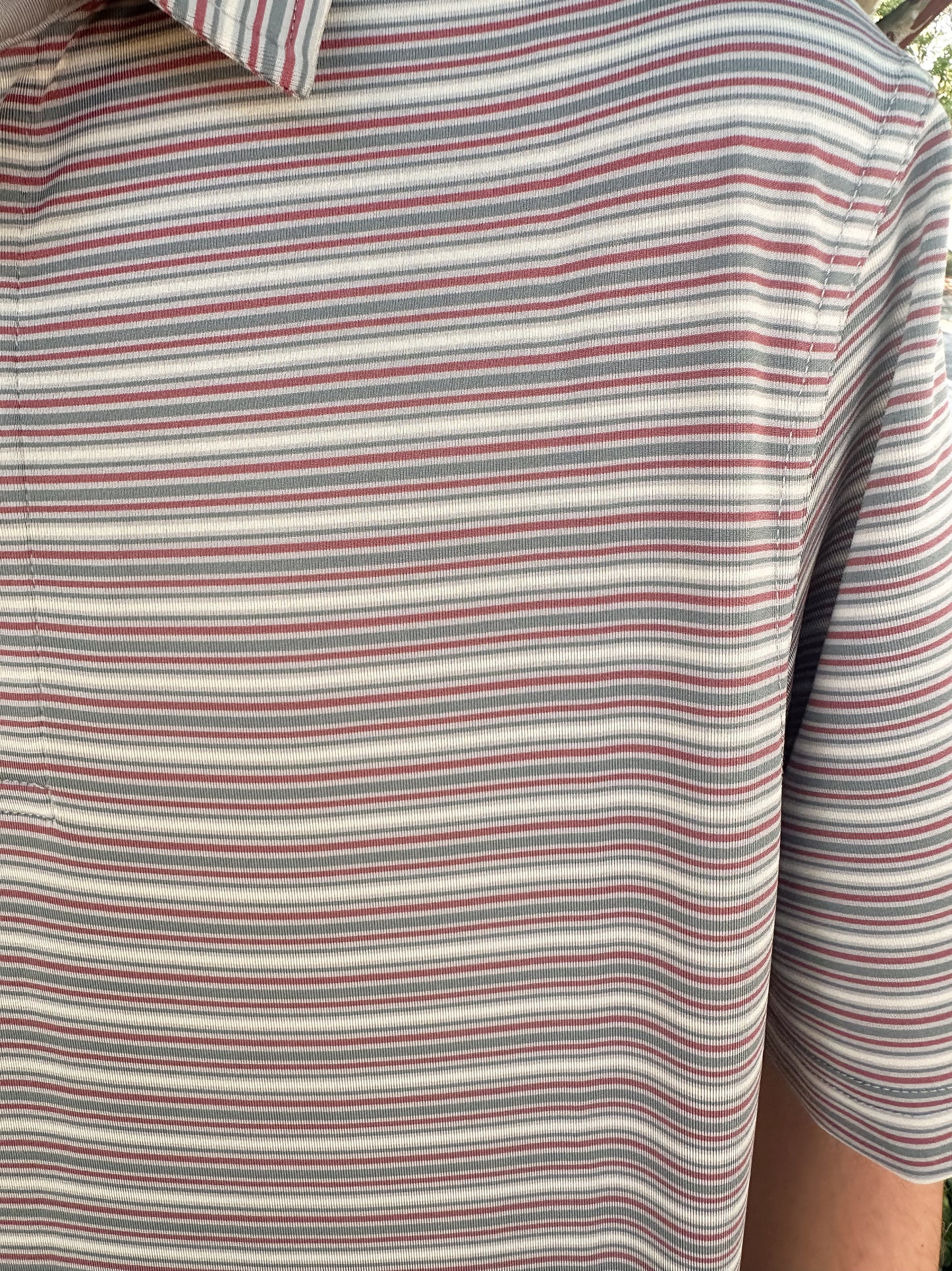 SSCO Men’s F26 Riverbend Stripe Polo - Red Coal