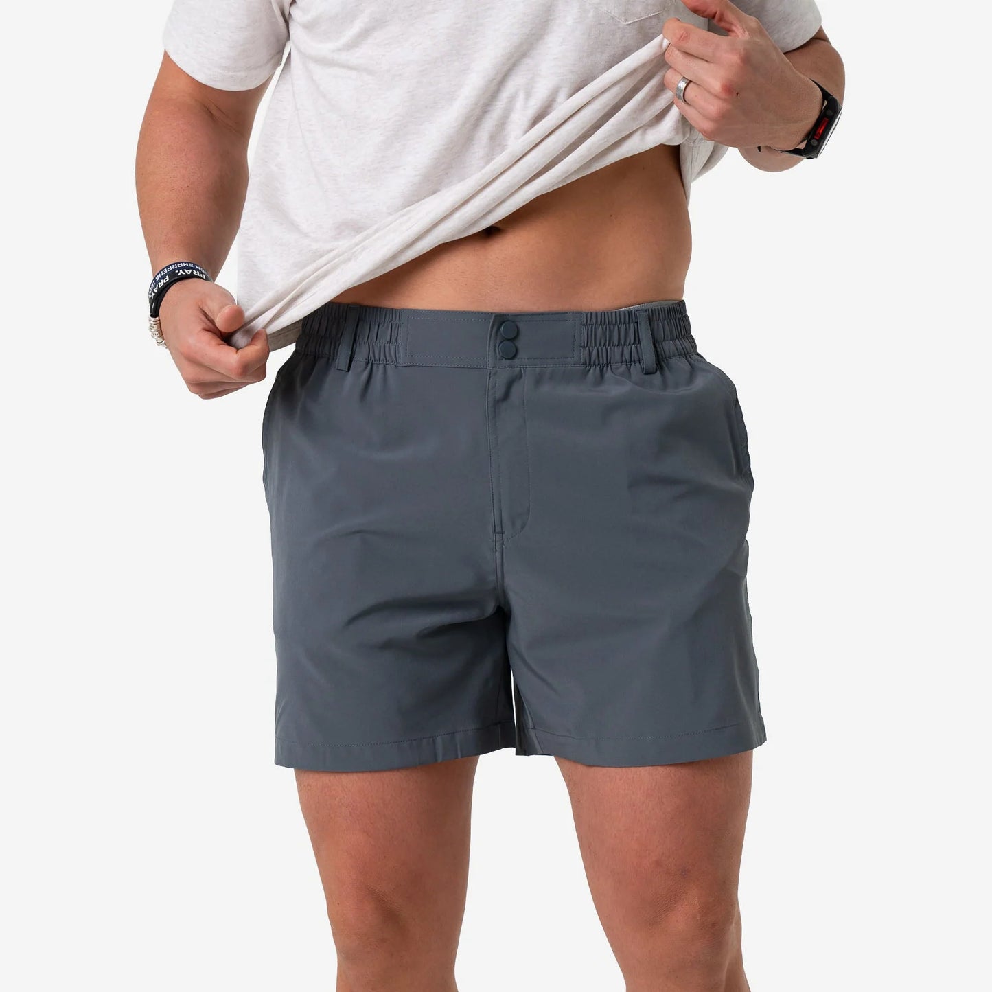 Burlebo Men’s 5.5 Everyday Short - River Rock Grey - Classic Deer Camo Pocket
