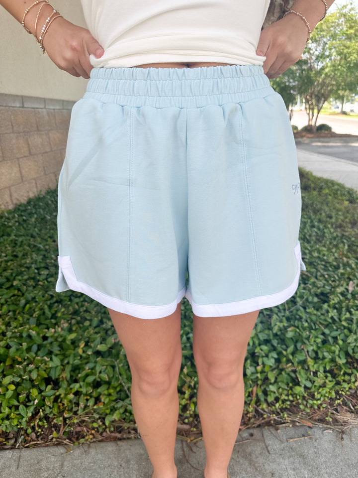 Maxine Pintuck Short - Robins Egg Blue