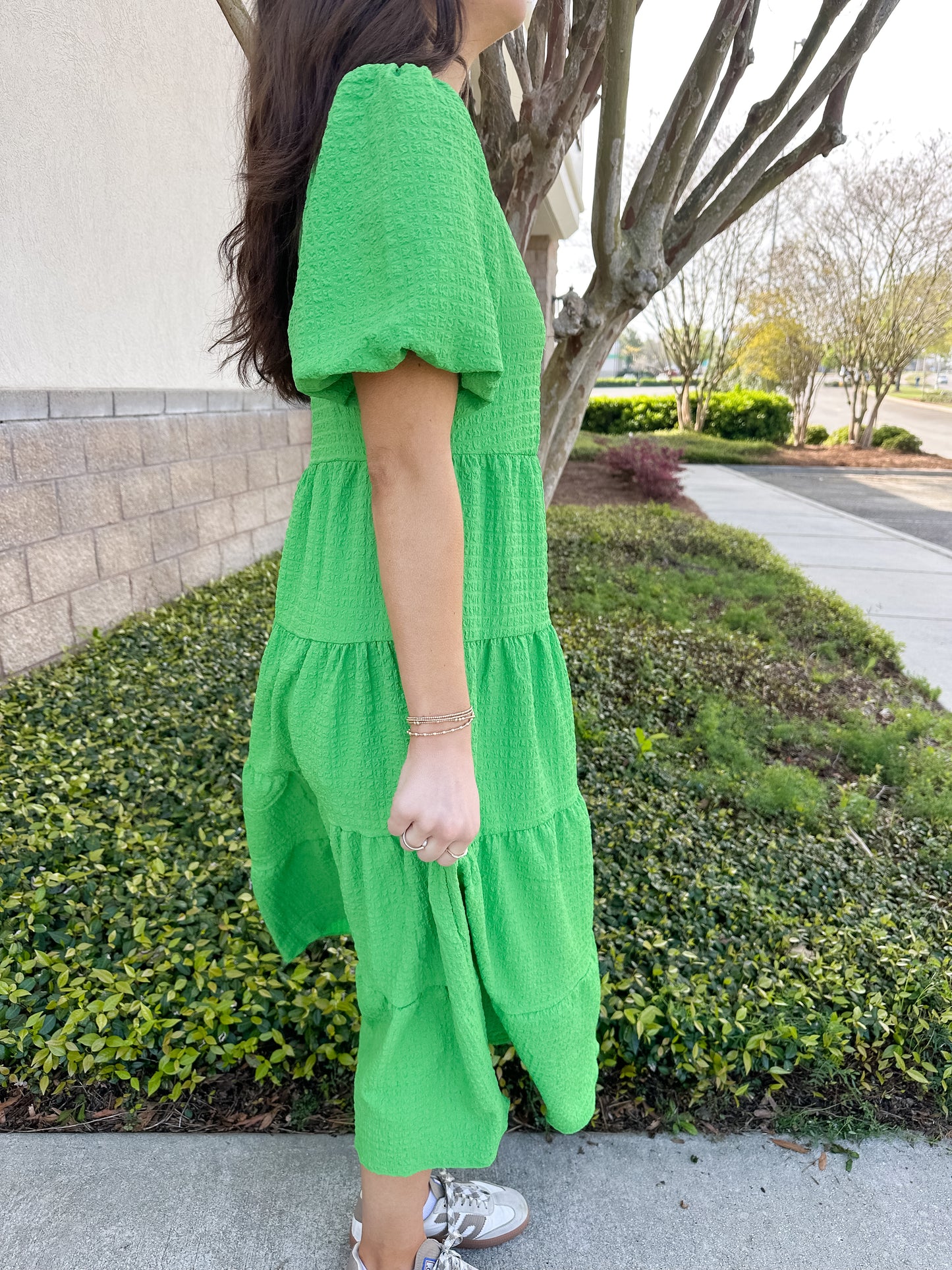 Kinsley Dress - Green Seersucker