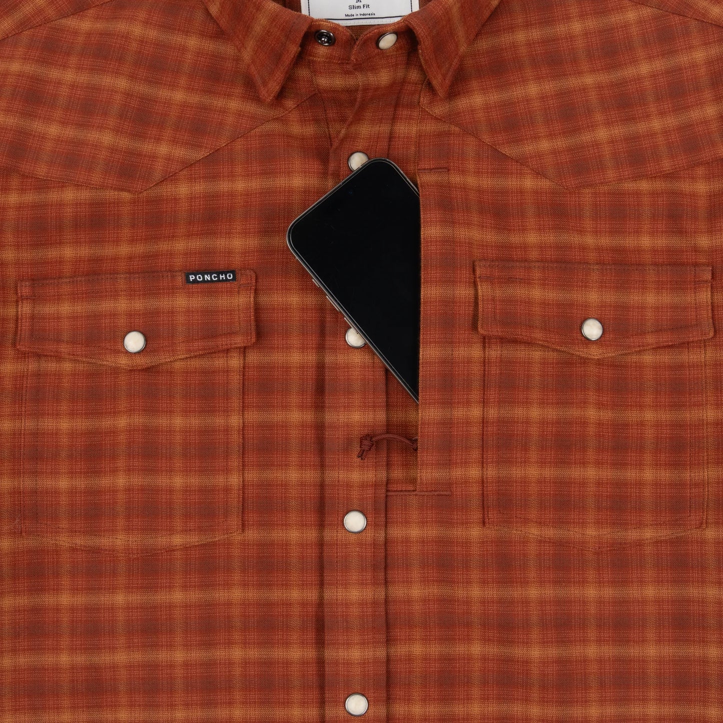 Poncho Men’s “The Pitstop” Regular Performance Flannel - Orange/Maroon/Peach