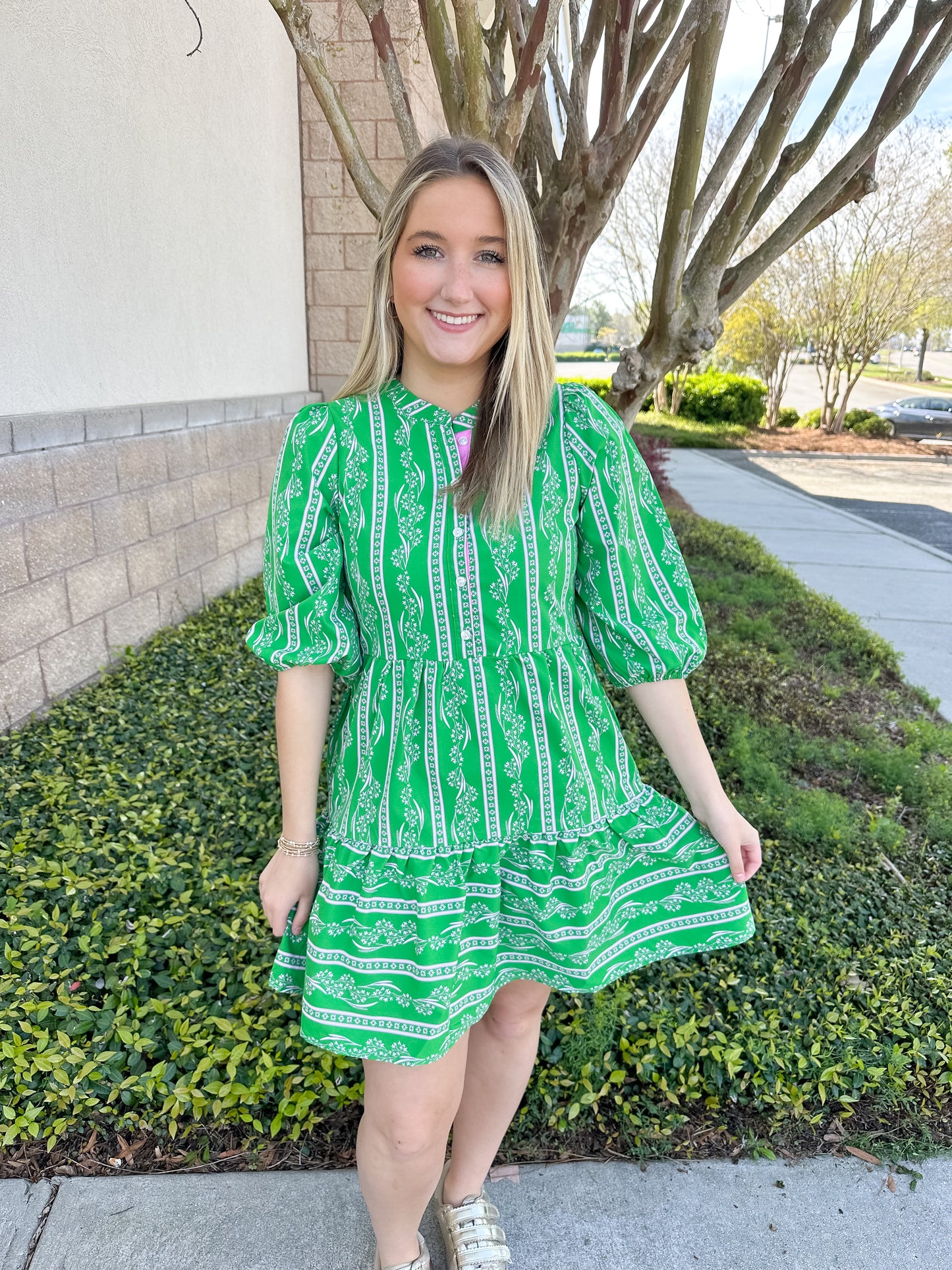 Riley Mini Dress - Garden Lace Green
