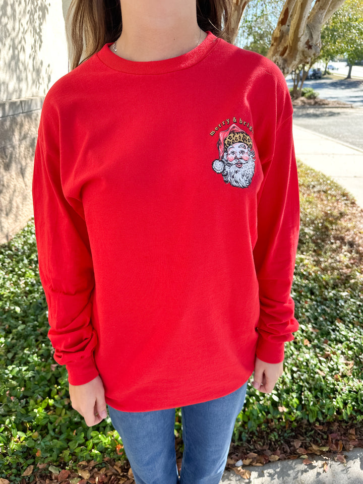 Simply Cheetah Santa Long Sleeve