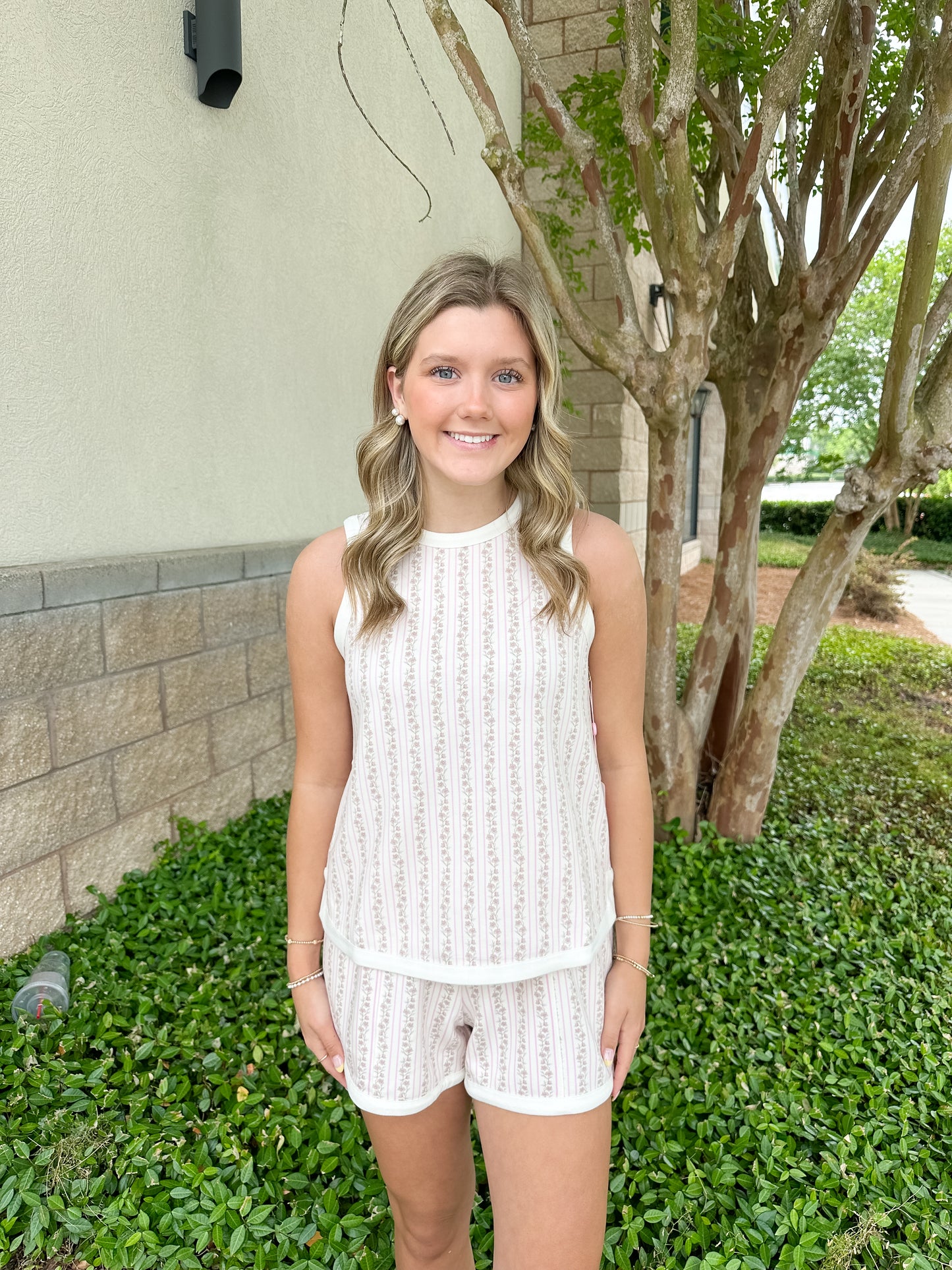 Susie Pintuck Short - Blush Stripe