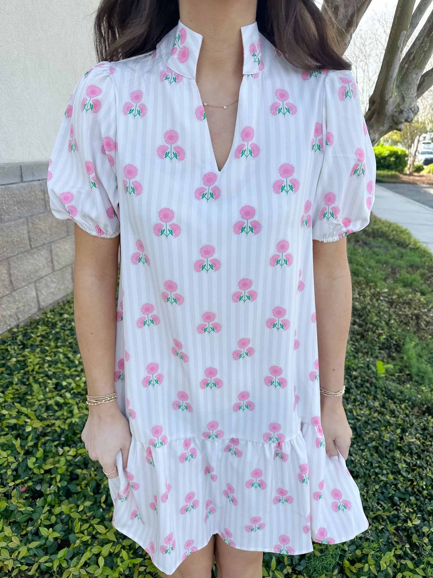 Nancy Dress - Sweetbriar Stripe Pink