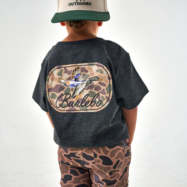 Burlebo Youth Ducks Flying In S/S T-Shirt - Heather Black
