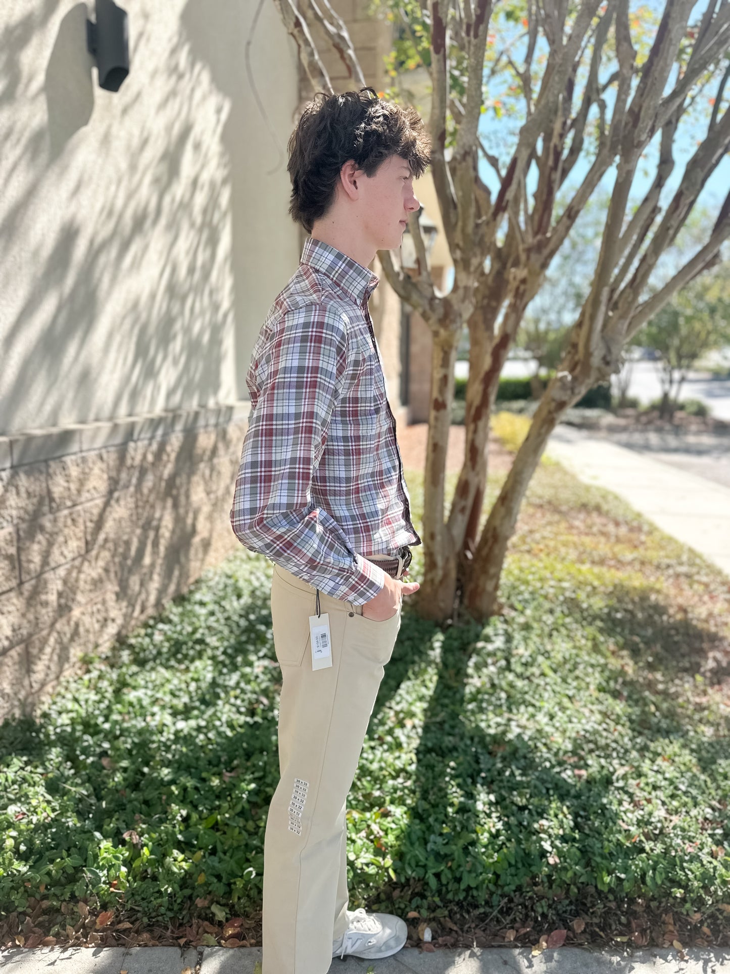 S. Casanova F25 Martin Plaid Button Down - Crimson