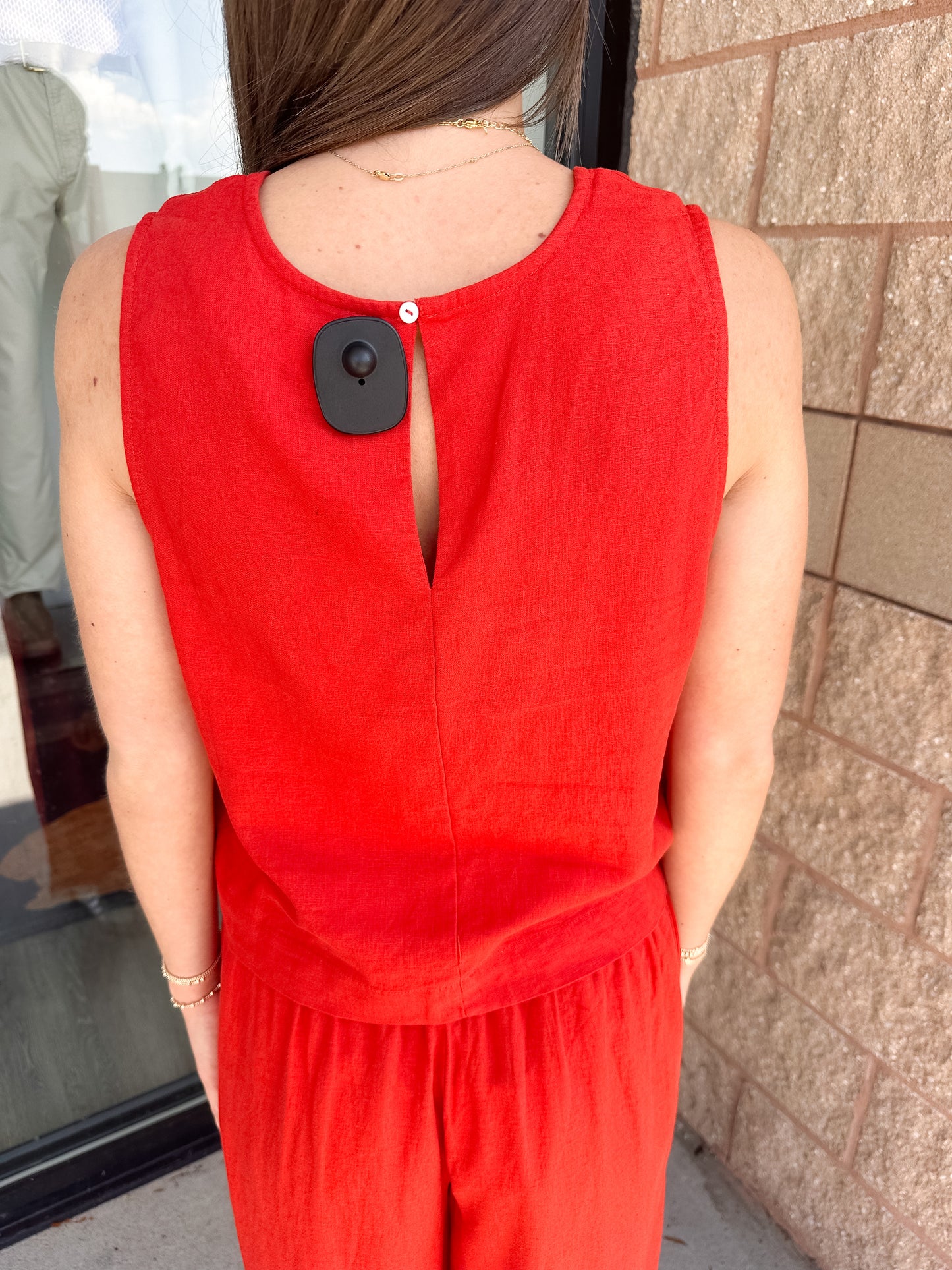 Sloane Linen Top - Chili Pepper