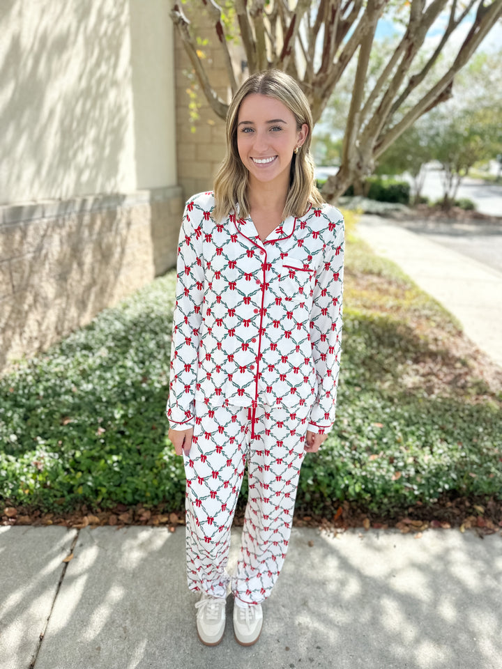 MS Charlotte PJ Pant Set - Lattice Garland