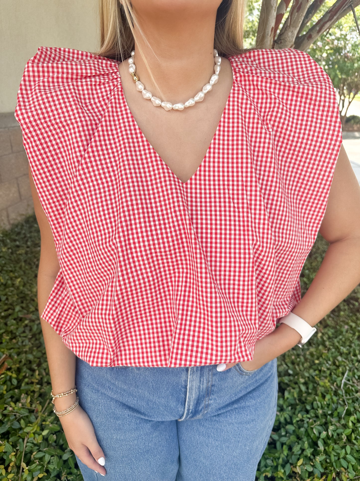 Francis Bubble Top - Red Gingham