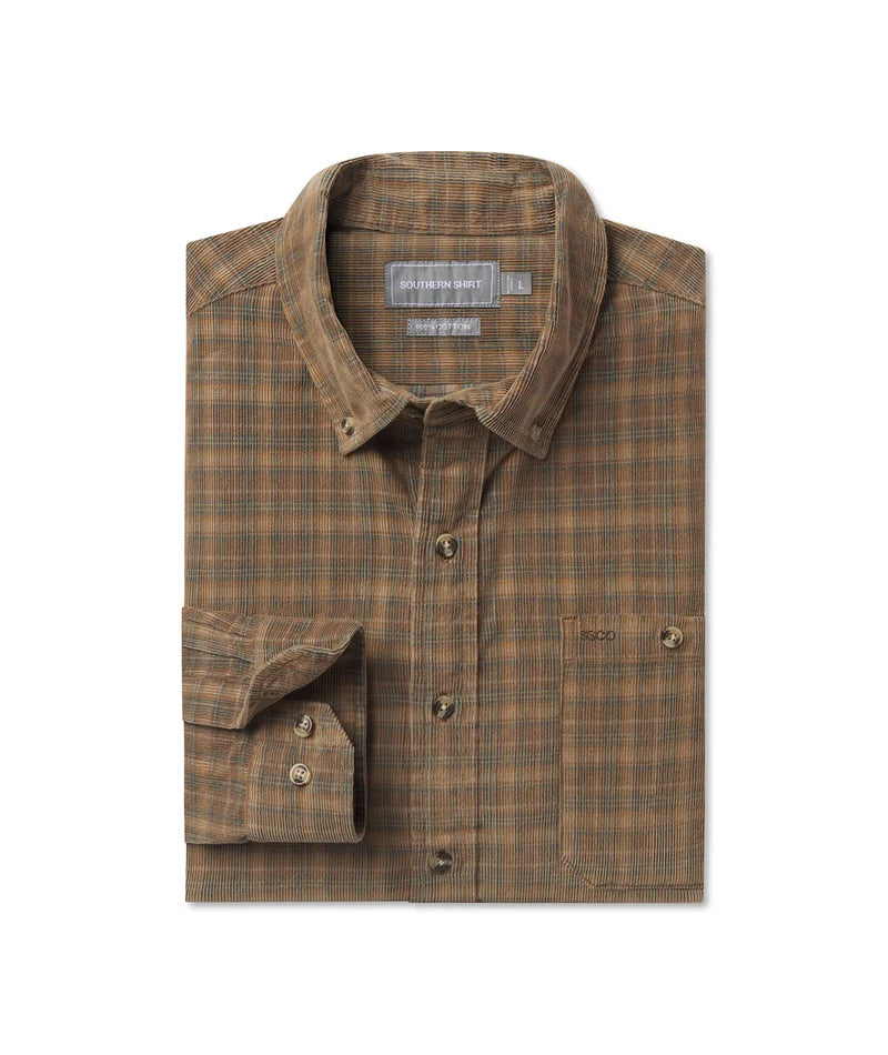 SSCO Men’s Braxton Lightweight Cord Flannel - Saddle