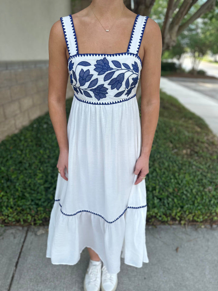 Magnolia Bloom Embroidered Dress