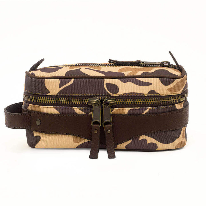Mission Mercantile Campaign Waxed Canvas Toiletry Square Shave Kit - Smoke Vintage Camo