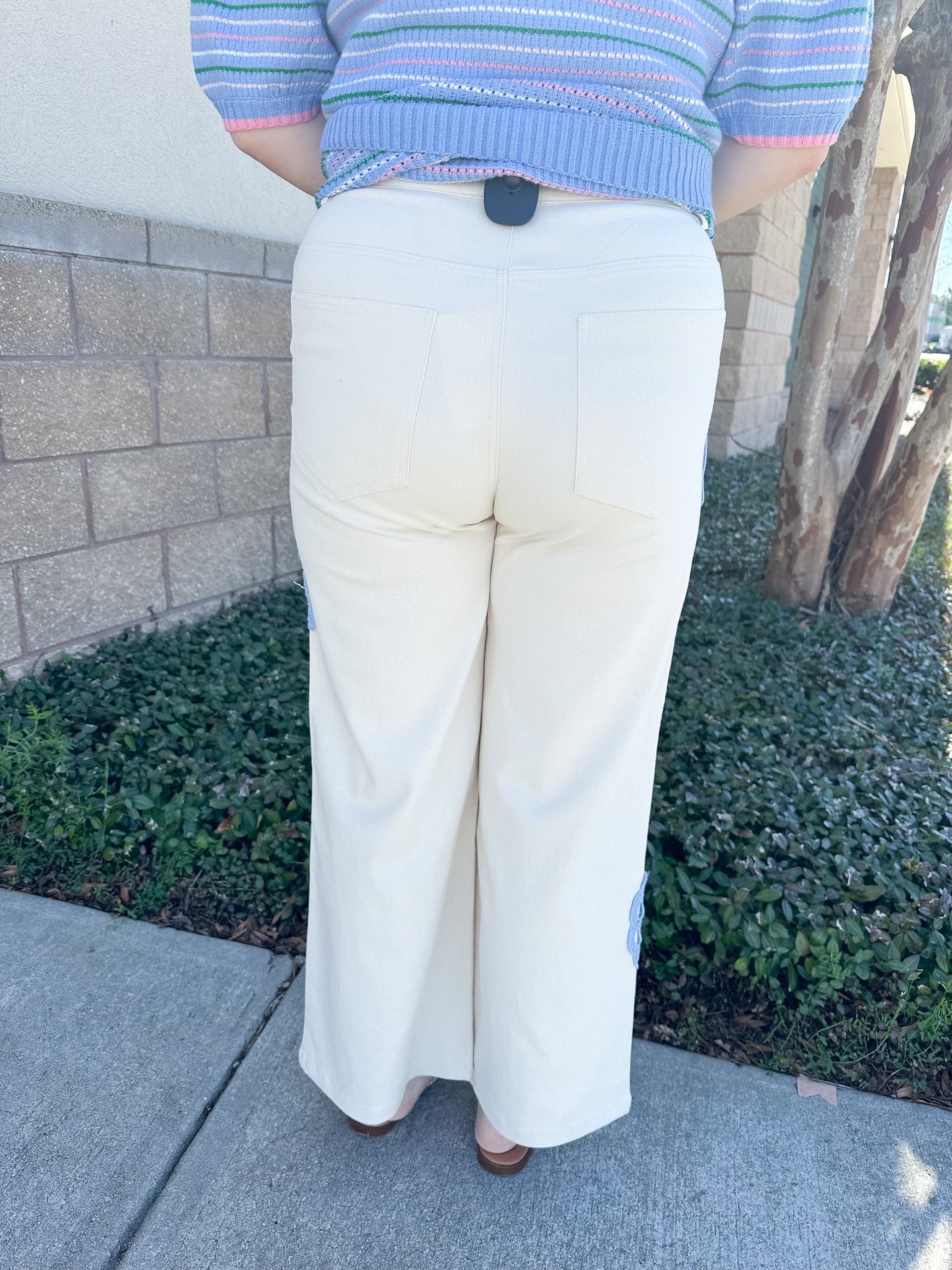 Priscilla Pants - Cream & Blue
