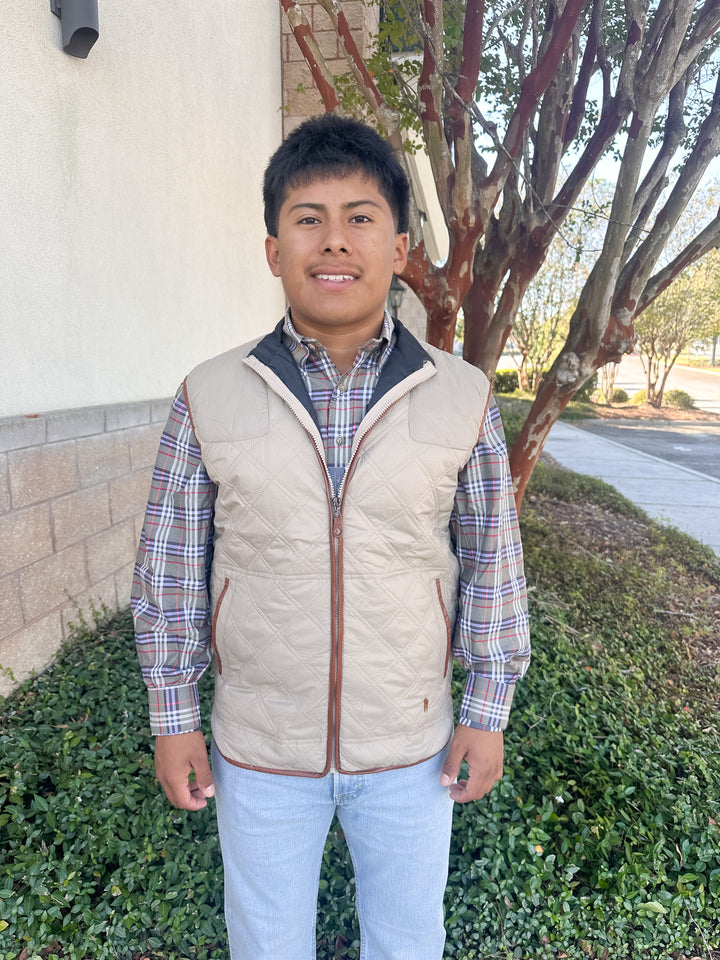 S. Casanova Classic Quilted Vest - Wheat