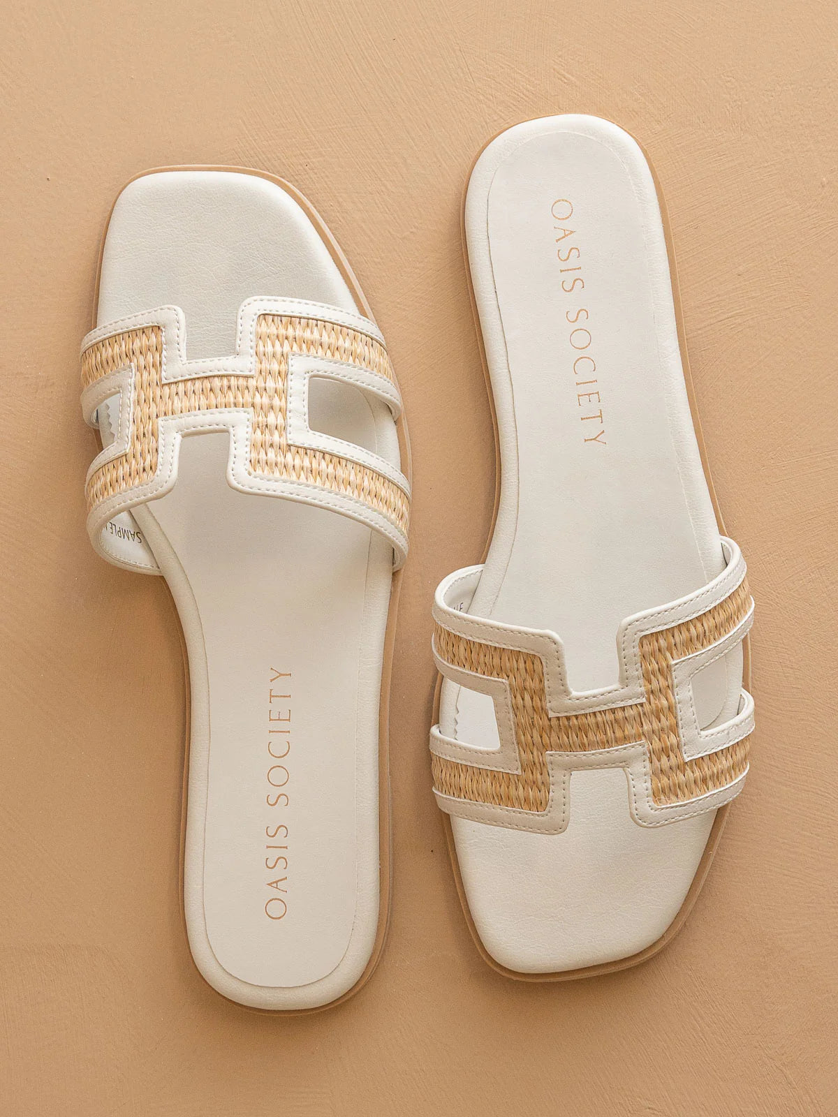 Ena Cutout Raffia Sandal - White