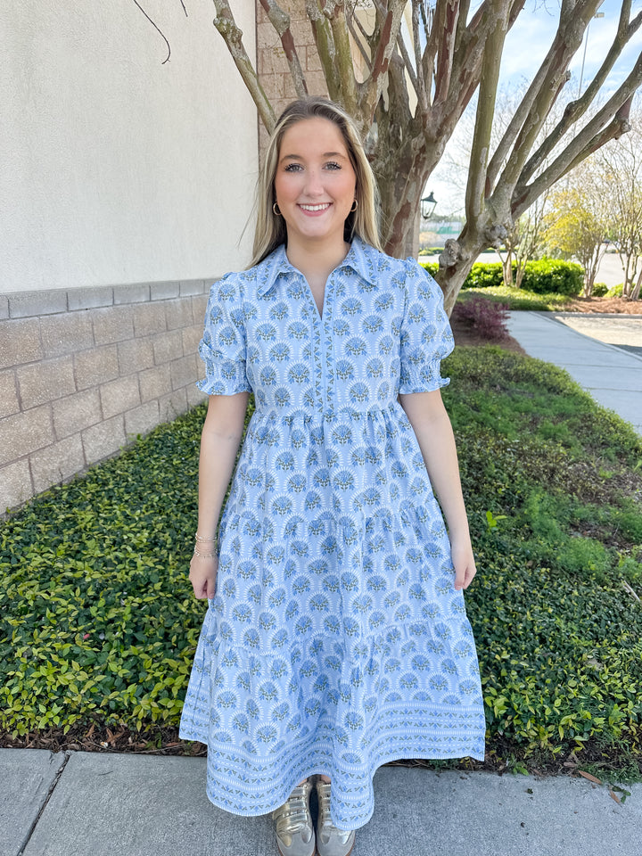 Molly Dress - Sunshower Flora Blue