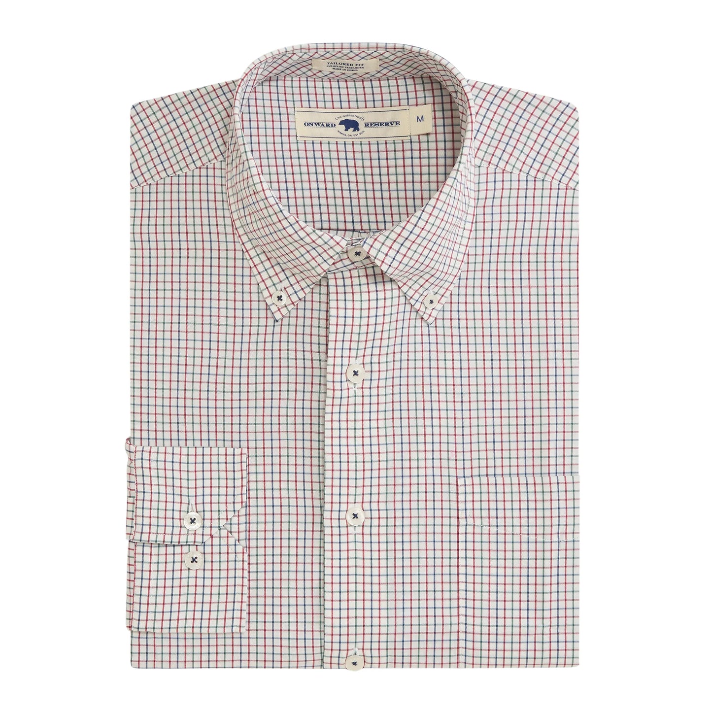 Onward Reserve King Tailored Fit Brushed Performance Button Down - Brick Red