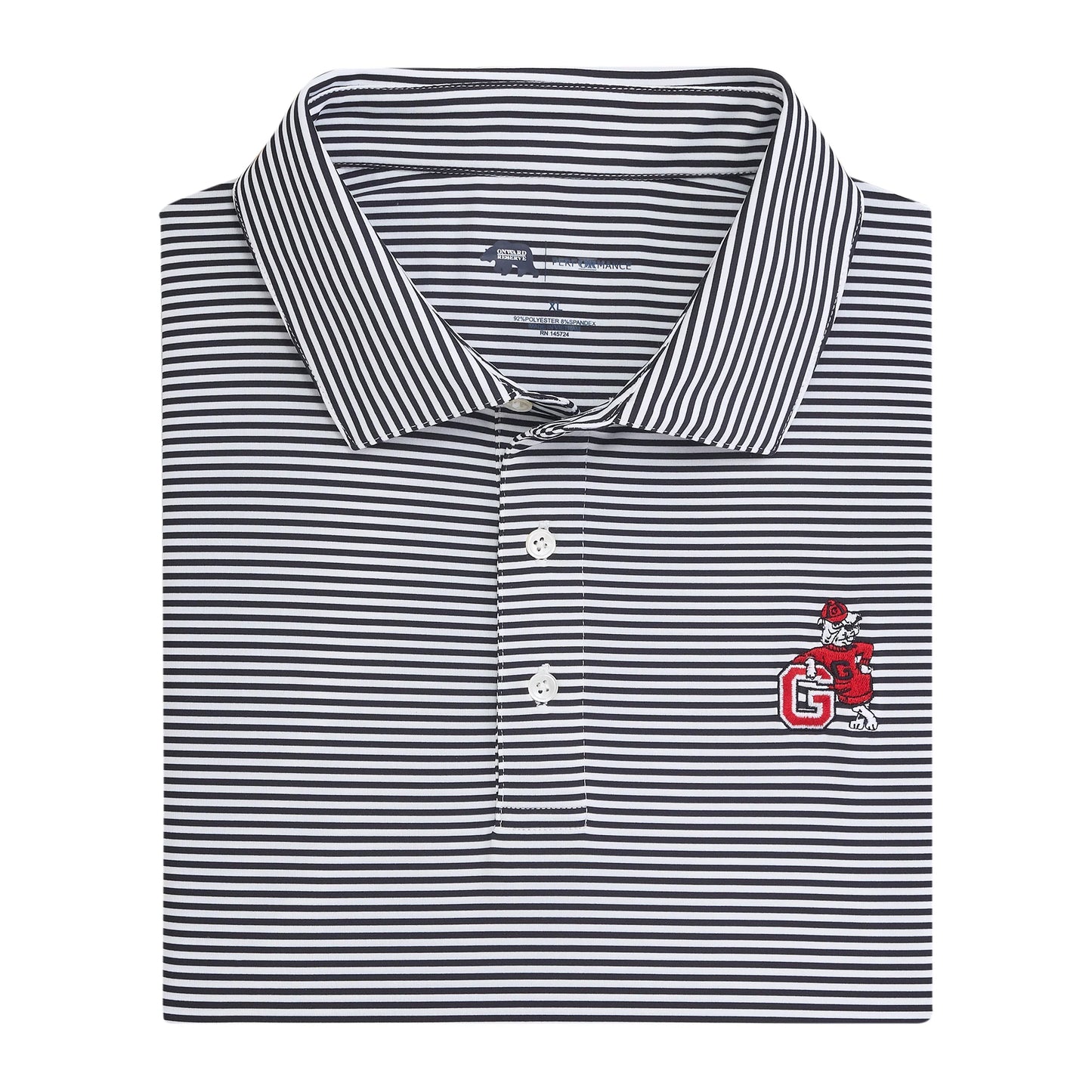 Onward Reserve UGA Dog Echo Stripe Performance Polo - Black