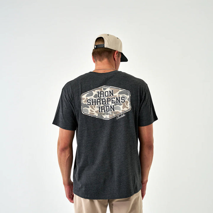 Burlebo Men’s Iron Sharpens Iron Pocket T-Shirt - Heather Black