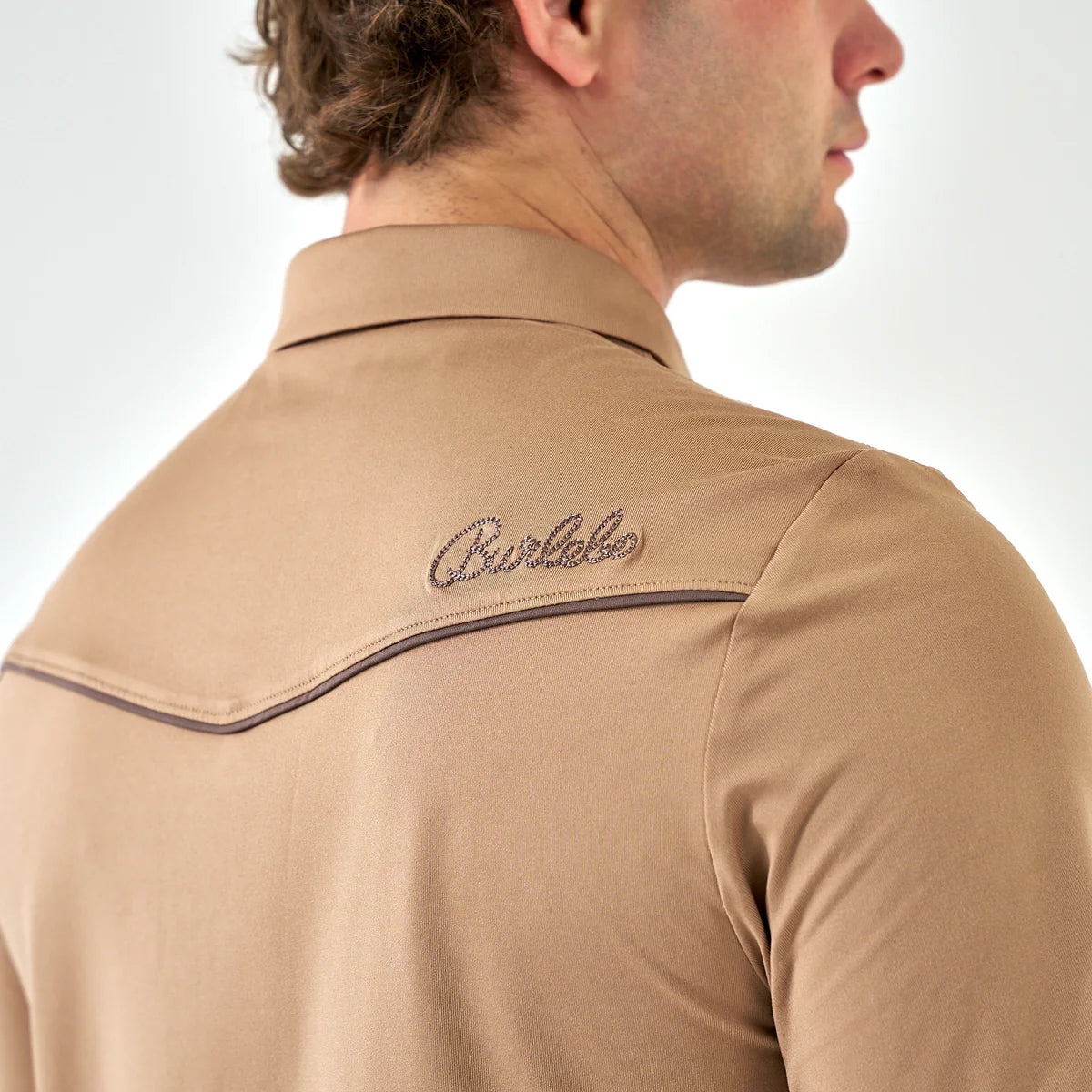 Burlebo Men’s Pearl Snap Performance Polo - Mallards Khaki