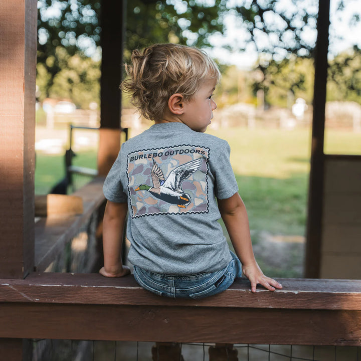 Burlebo Youth Mallard Duck Stamp S/S T-Shirt - Dark Heather Grey