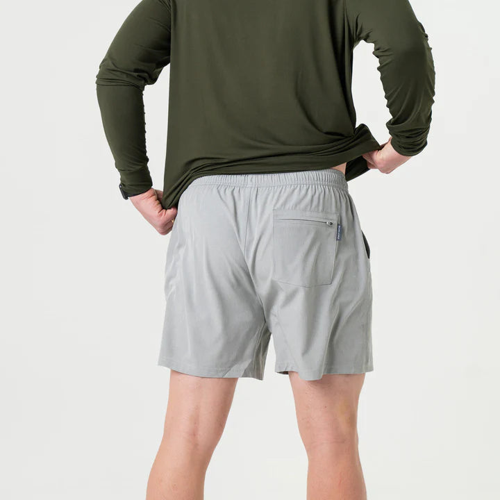 Burlebo Men’s S26 5.5” Athletic Short - Light Grey - Grey Aztec Liner