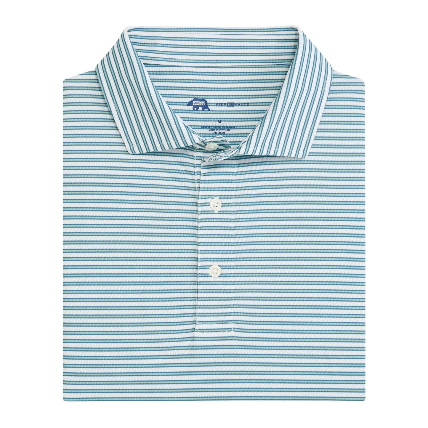 Onward Reserve Guide Stripe Performance Pique Polo - Surf
